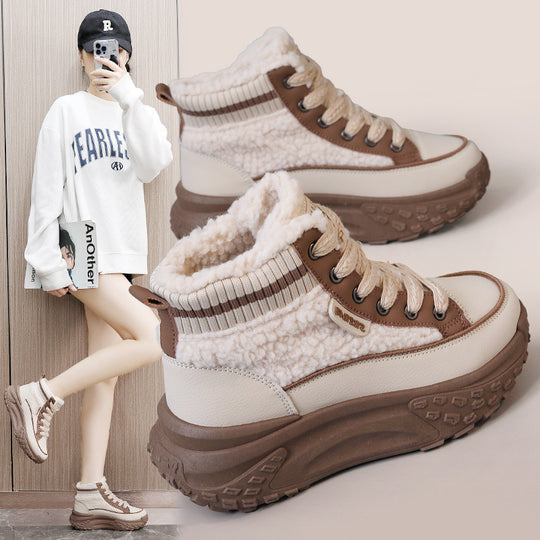Damen Sportliche Winter Sneaker mit kuscheligem Innenfutter und rutschfester Laufsohle EB