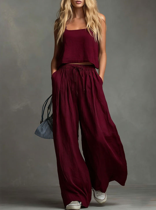 Damen Sommerliches Freizeit-Set mit weitem Oberteil und lässiger Hose EB