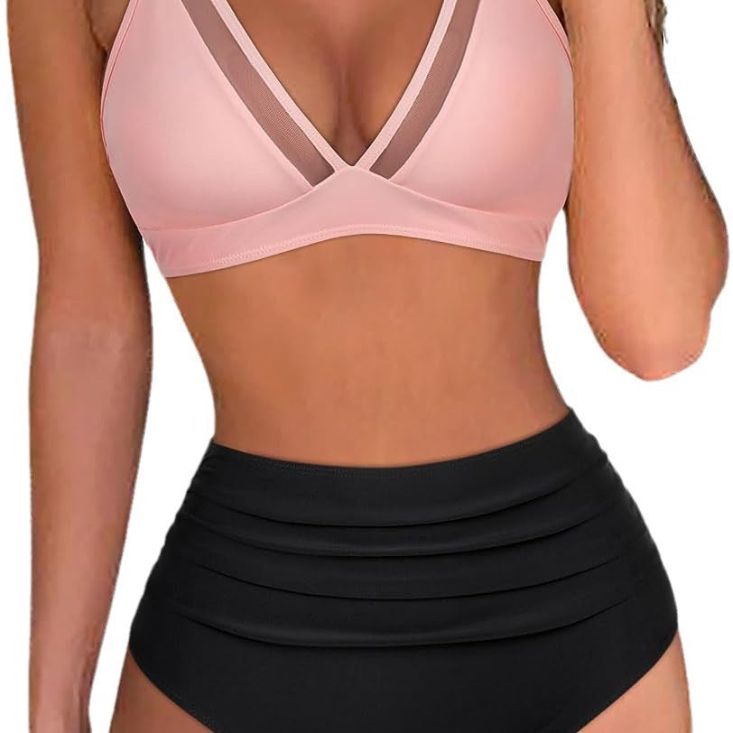 Damen Sportliches Bikini-Set mit atmungsaktiver Mesh-Ausschnittherstellung EB