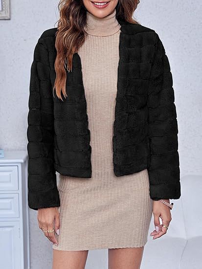 Damen Kuschelige Kurzjacke mit strukturiertem Design und weichem Innenfutter EB