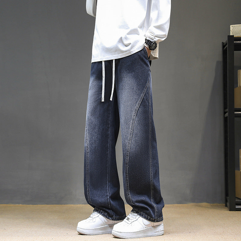Herren Weitgeschnittene Jeanshose mit elastischem Bund und modernem Design EB