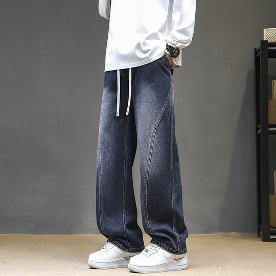 Herren Weitgeschnittene Jeanshose mit elastischem Bund und modernem Design EB