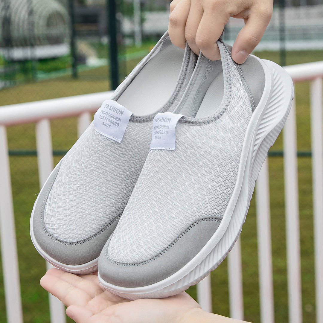 Damen Bequeme Slip-On Freizeitschuhe mit atmungsaktiver Netzstruktur EB