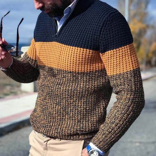 EB | Gestrickter Pullover mit Blockfarben Acryl Warm und Modern