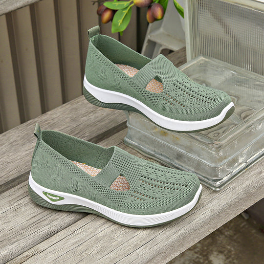 Damen Bequeme Slip-On Sneakers mit atmungsaktiver Netzstruktur EB