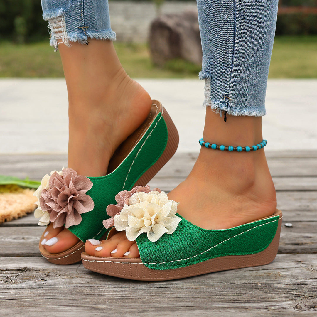 Damen Wedge-Sandalen mit floralen Applikationen EB