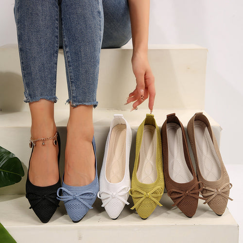 Damen elegante Ballerinas mit modischem Schleifendetail und rutschfester Sohle EB