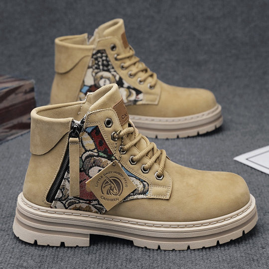 Damen Modische Schnürstiefel mit einzigartigem floralen Design und robustem Profil EB