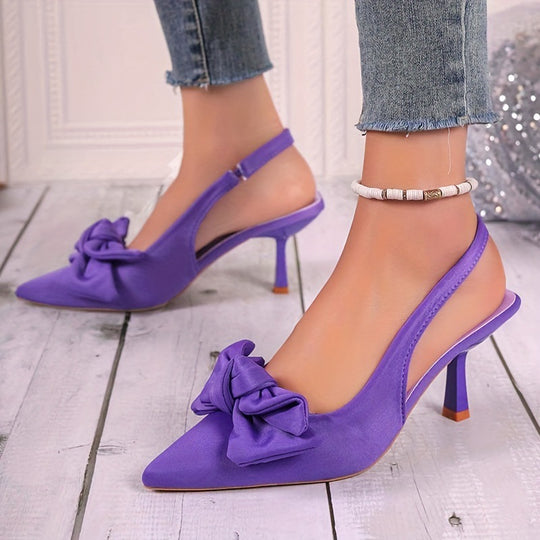Damen Slingback-Pumps mit dekorativem Schleifen-Detail EB