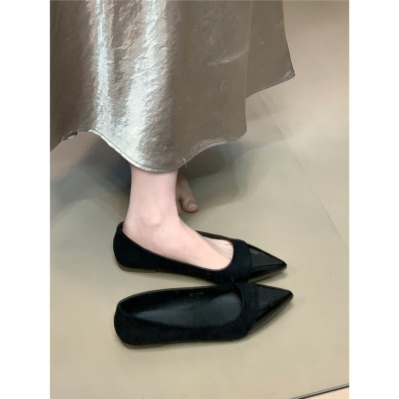 Damen spitze Ballerinas mit elegantem Velvet-Obermaterial EB