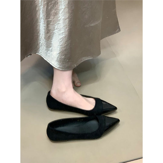 Damen spitze Ballerinas mit elegantem Velvet-Obermaterial EB
