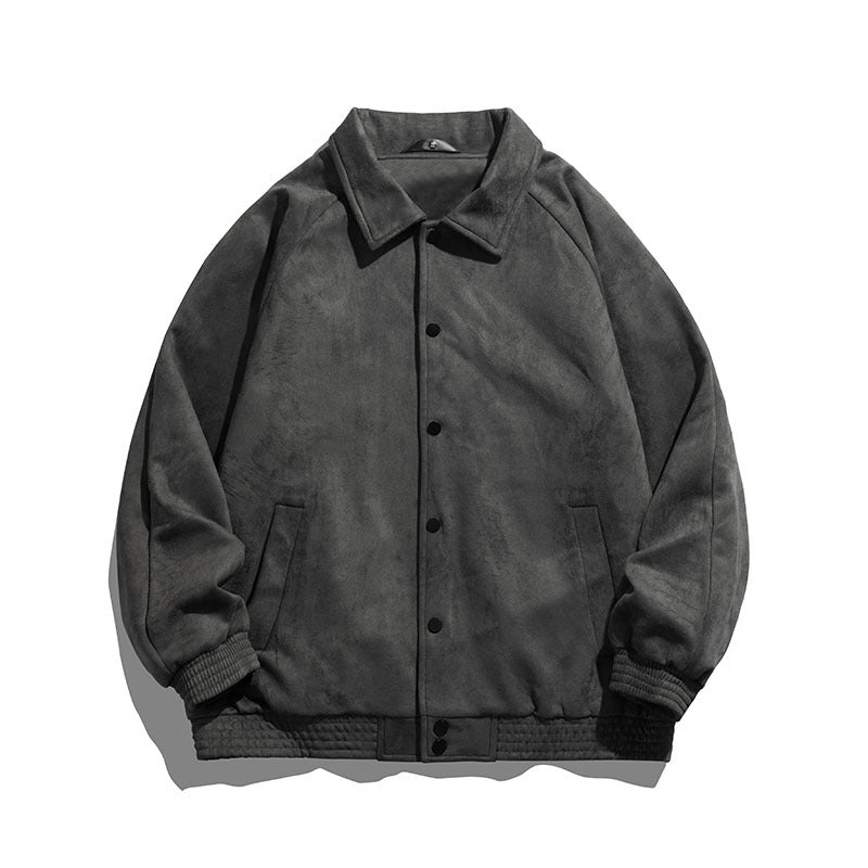 Men's  oversized suede-effect snap bomber jacket EB