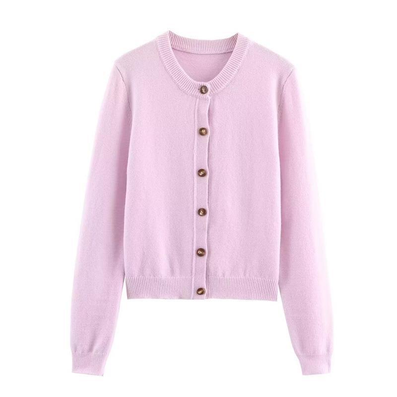 Damen weicher Strickcardigan mit Knopfverschluss und eleganten Rippabschlüssen EB