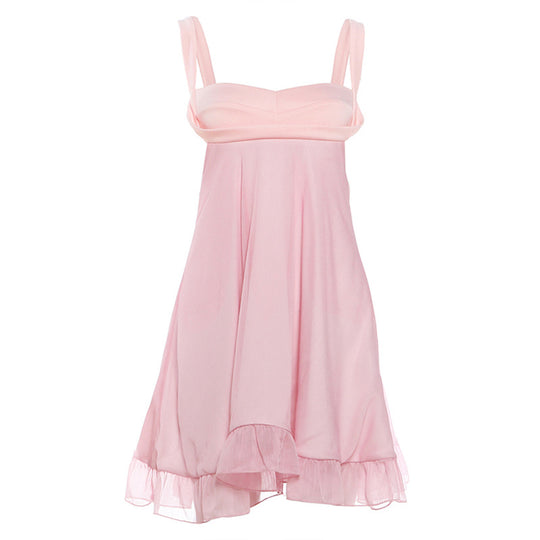 Damen Chiffonkleid mit fließendem Saum und herzförmigem Ausschnitt EB