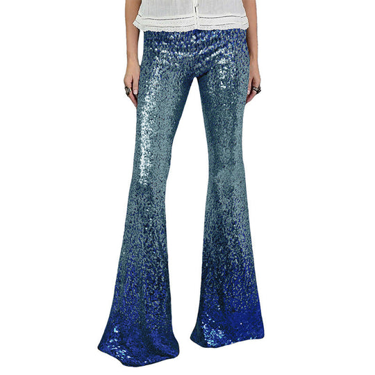 Damen Glitzernde Schlaghose mit Luxuriösem Pailletten-Muster EB