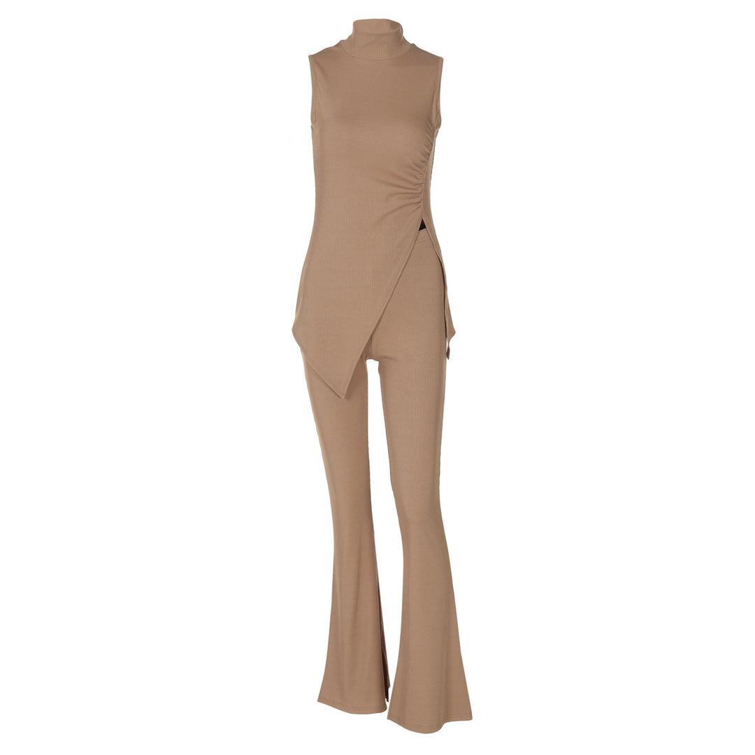 Damen elegant geschnittenes Einteiler-Set mit asymmetrischem Design und Stehkragen EB