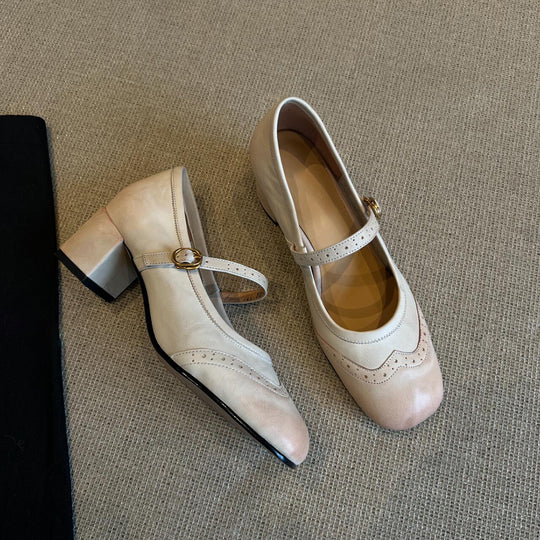 Damen elegante Mary Janes mit modischem Riemen und hochwertiger Ledersohle EB