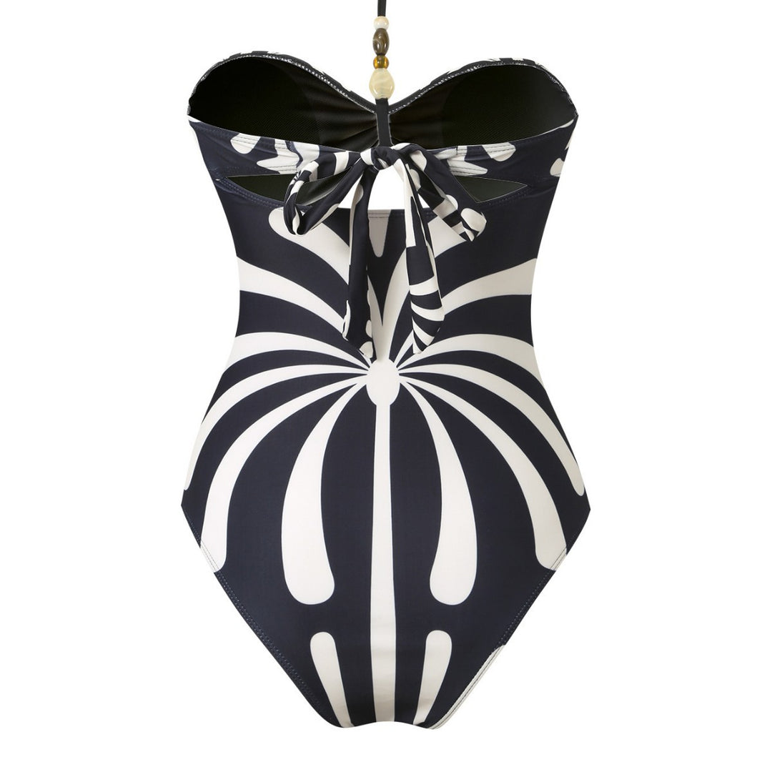 Damen Eleganter Bandeau-Badeanzug mit passendem transparenter Langrock EB
