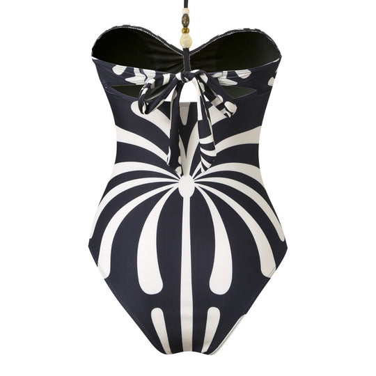 Damen Eleganter Bandeau-Badeanzug mit passendem transparenter Langrock EB