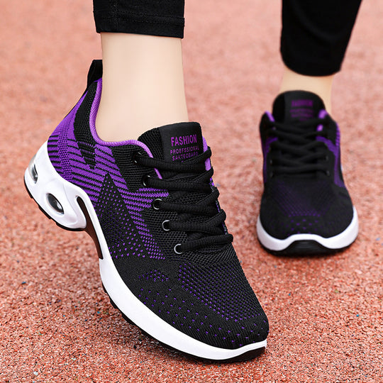 Damen nan sportive Strick-Sneaker mit stoßdämpfender Air-Unit, ergonomischer Komfortsohle und elastischer Schnürung EB