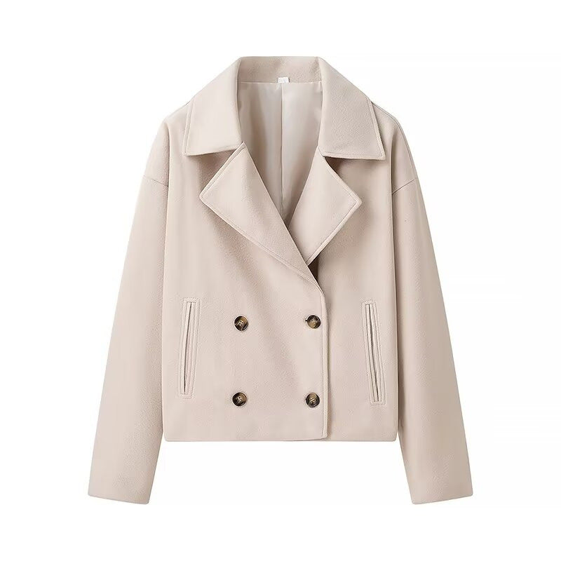 Damen Modische Doppelreiher-Wolljacke EB