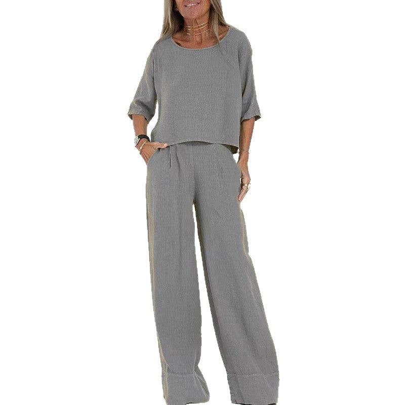 Damen stilvolles Hosenanzug-Set aus Leinen EB
