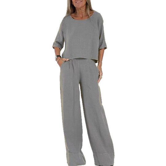 Damen stilvolles Hosenanzug-Set aus Leinen EB