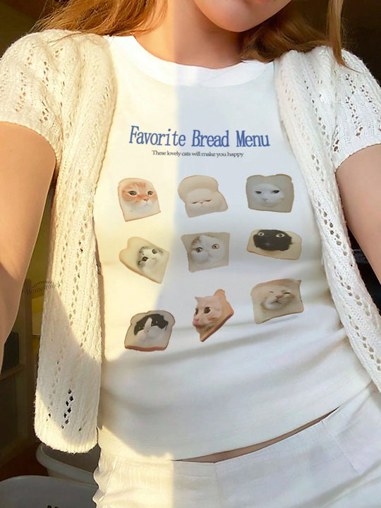Damen Crop-T-Shirt mit auffälligem Grafiken-Design und frechem Statementdruck EB