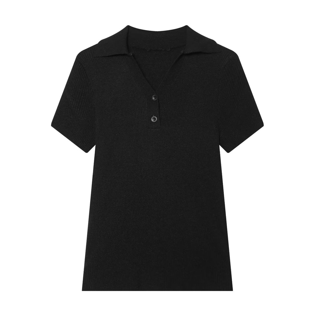 Damen kurzärmliges Poloshirt aus weichem Strickstoff EB
