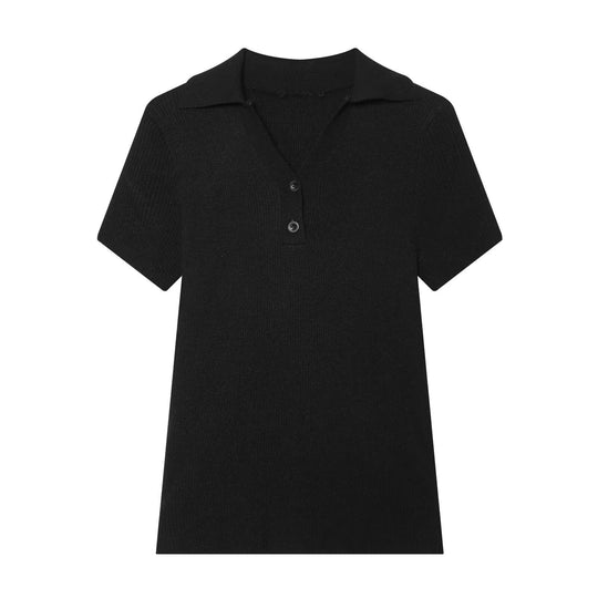 Damen kurzärmliges Poloshirt aus weichem Strickstoff EB