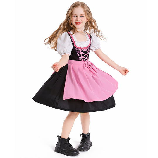 Damen nan trachtiges Dirndlkleid mit geschnürtem Mieder, Puffärmeln und abnehmbarer Schürze EB