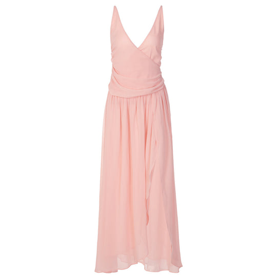 Damen Elegantes Maxi-Kleid mit Wickeloptik und seitlichem Schlitz EB