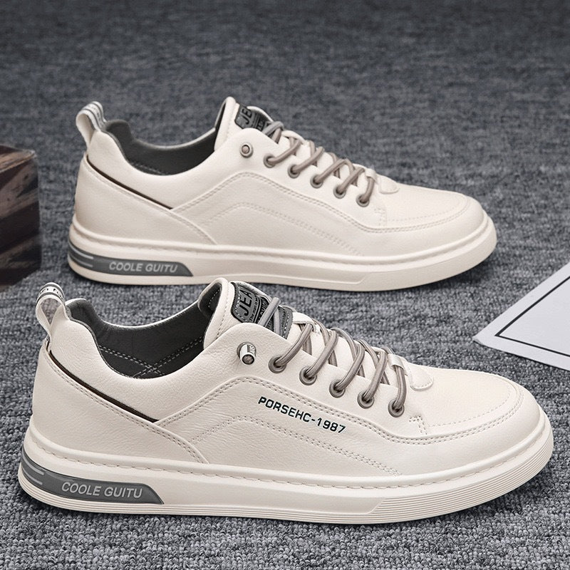 Damen Leder Sneakers mit modischen Akzenten und dämpfendem Sohlenprofil EB
