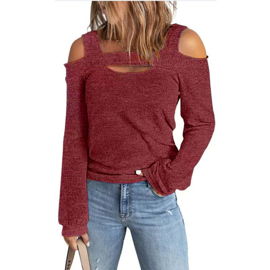 Damen lässiges Langarmshirt mit Cut-Out-Design EB