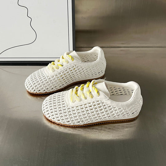 Damen Atmungsaktive Lace-Up Sneakers mit modischem Netzdesign EB