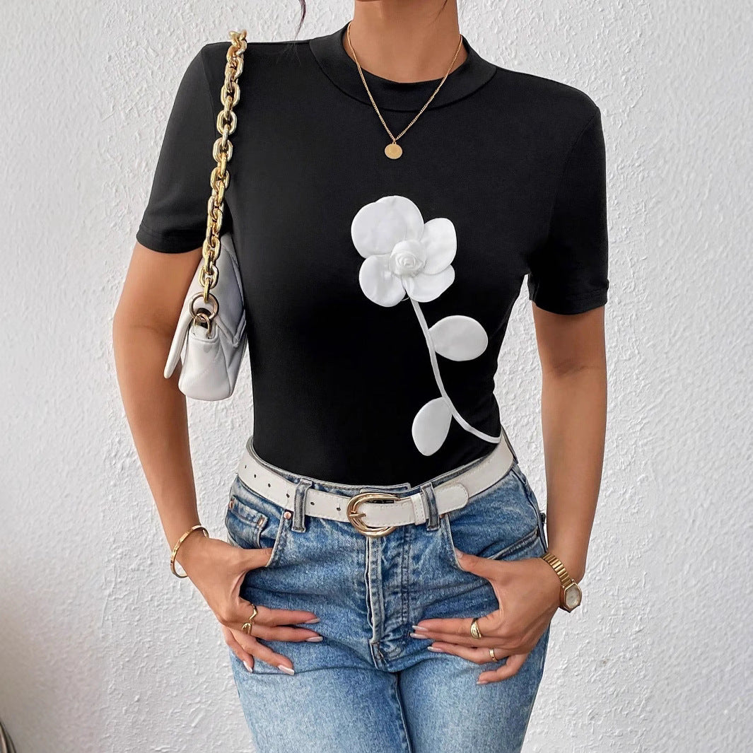 Damen T-Shirt mit floralem 3D-Design EB