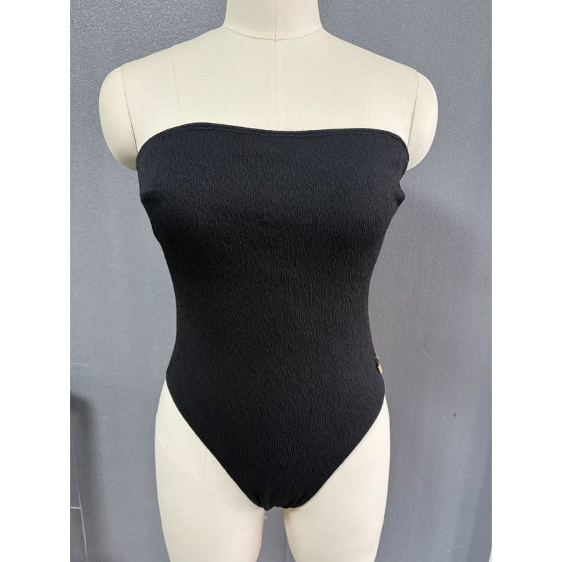 Damen Einteiliger Badeanzug mit bandeau Schnitt und figurbetonendem Design EB