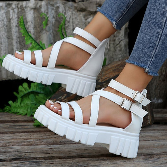 Damen Chunky Sandalen mit verstellbaren Riemen und rutschfester Sohle EB