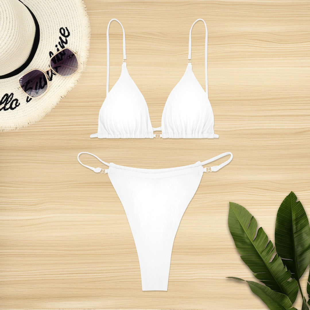 Damen Triangel-Bikini mit feinen Rüschendetails und verstellbaren Trägern EB