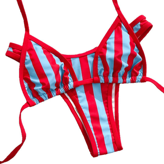Damen Triangel-Bikini mit modischem Streifenmuster EB