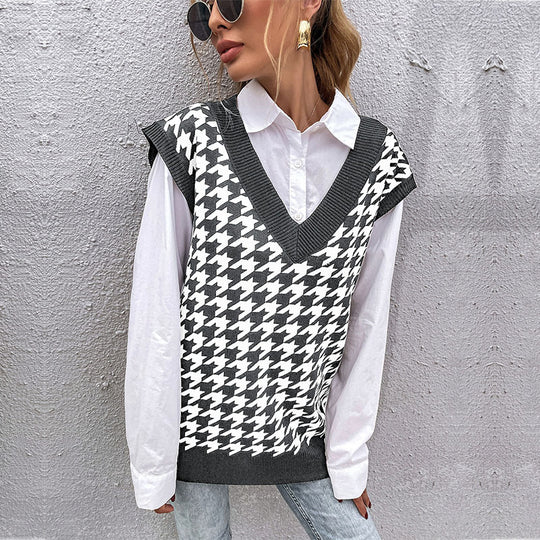 Damen Pullover-Pärchen im zeitlosen Hahnentrittmuster EB
