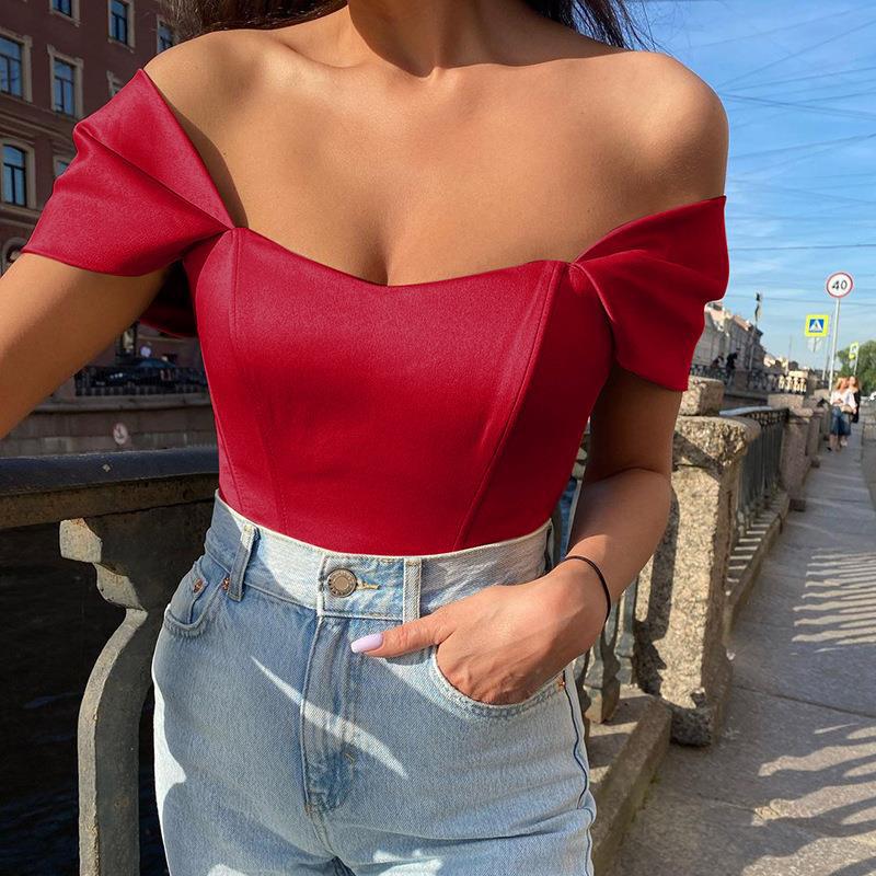 Damen Off-Shoulder Bodysuit mit strukturierter Silhouette und eleganten Puffärmeln EB