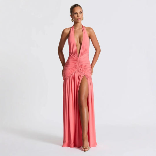 Damen Wickelkleid mit tiefem V-Ausschnitt und Raffung EB