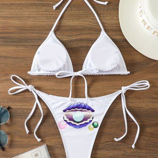 Damen Triangel-Bikini mit verspieltem Muschel-Design EB