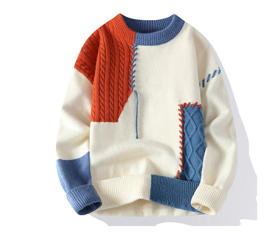 Herren Strickpullover mit kreativem Muster und strukturierten Akzenten EB