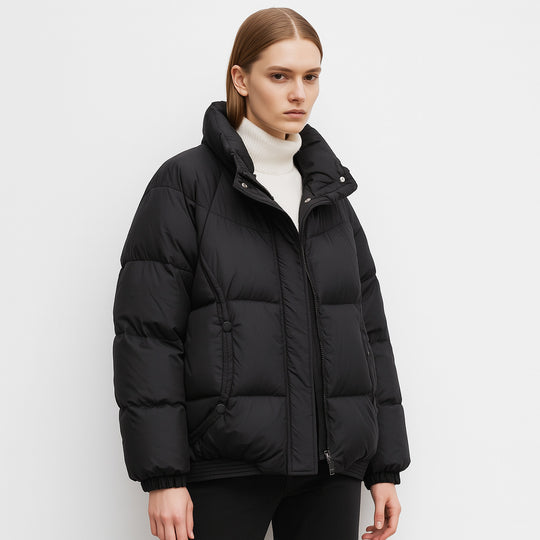 Damen Voluminöse Steppjacke mit modernem Kragen und praktischen Taschen EB