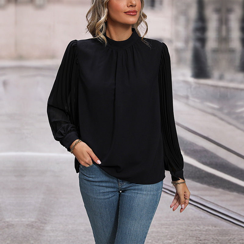 Damen Bluse mit eleganten Faltenärmeln EB