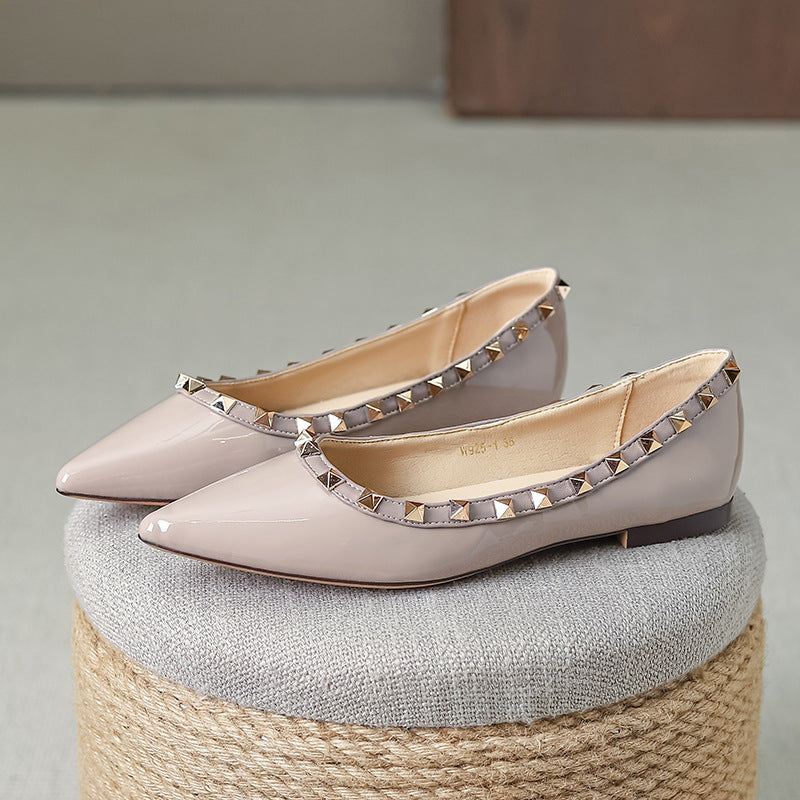 Damen Elegante Ballerinas mit modischen Nietenverzierungen EB