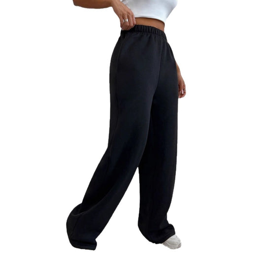 Damen nan weite Loungehose aus French Terry mit hohem Komfortbund, seitlichen Eingrifftaschen und fließendem Bein EB