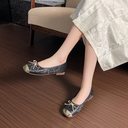 Damen Ballerinas mit elegantem Schleifen-Design und raffiniertem Metallverschluss EB